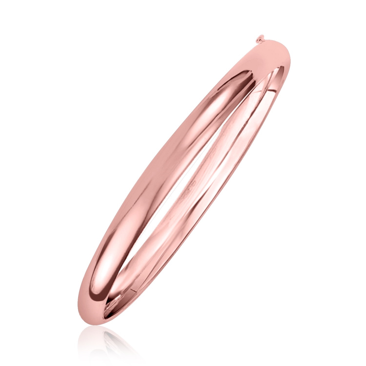 14k Rose Gold Fancy Shiny Dome Bangle - Size 7 in.