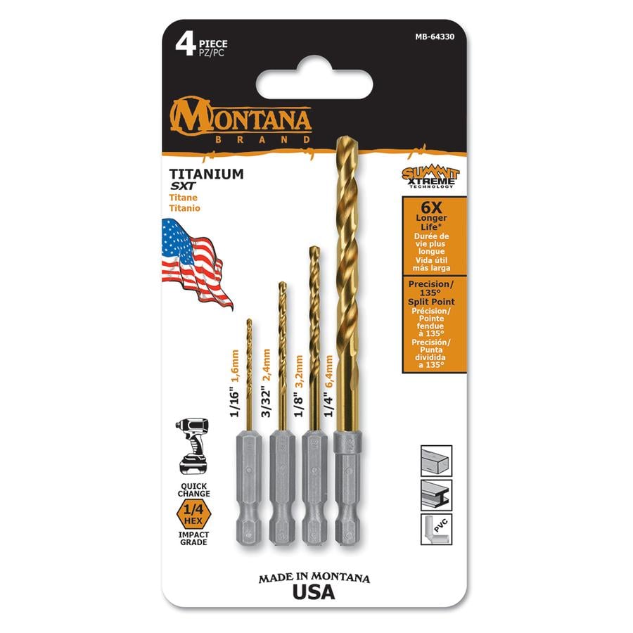 MB-64330 Hex Shank Titanium Drill Bit Set - 4 Piece