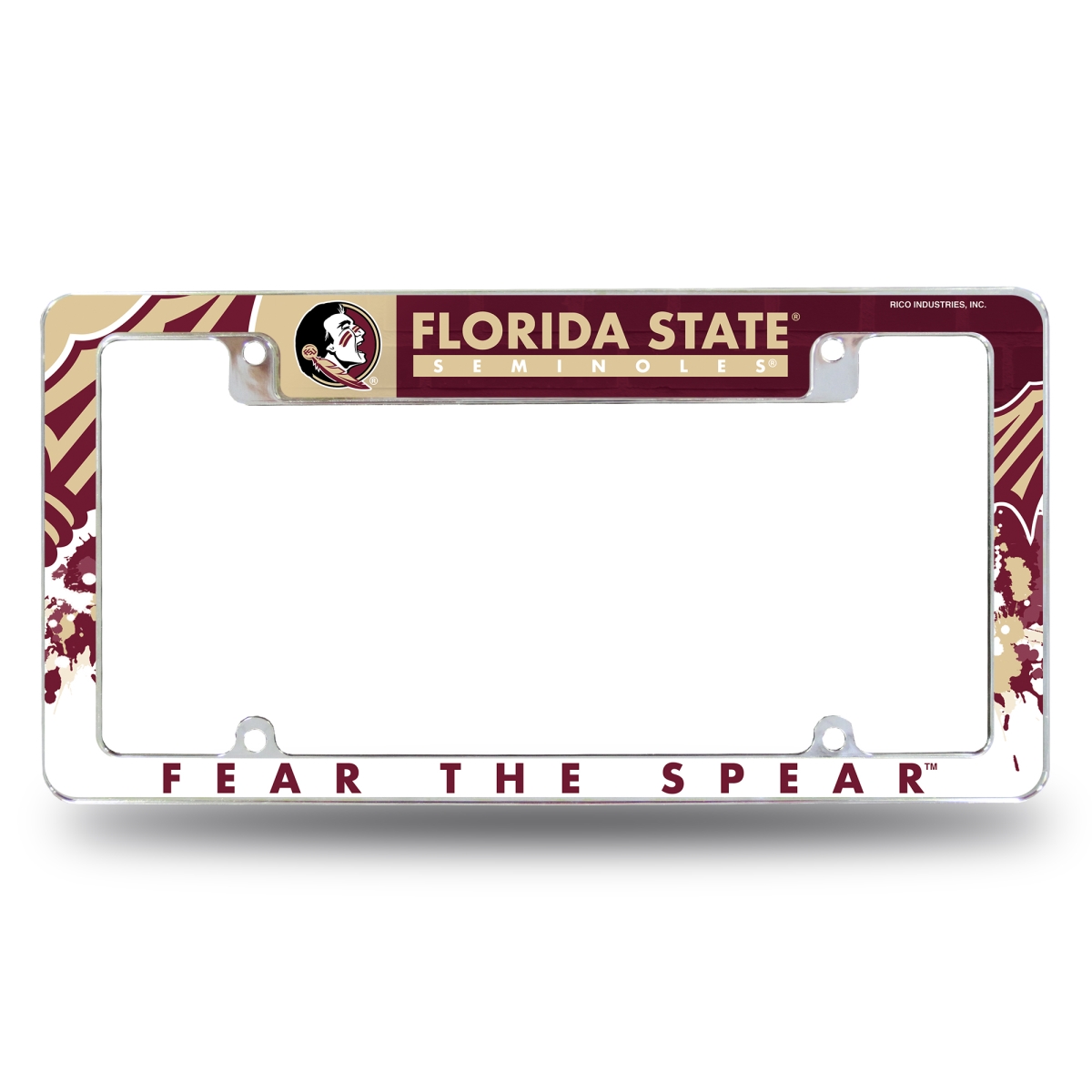 AFC100201T NCAA Florida State Seminoles Primary All Over Chrome License Plate Frame, 12 x 6 in.