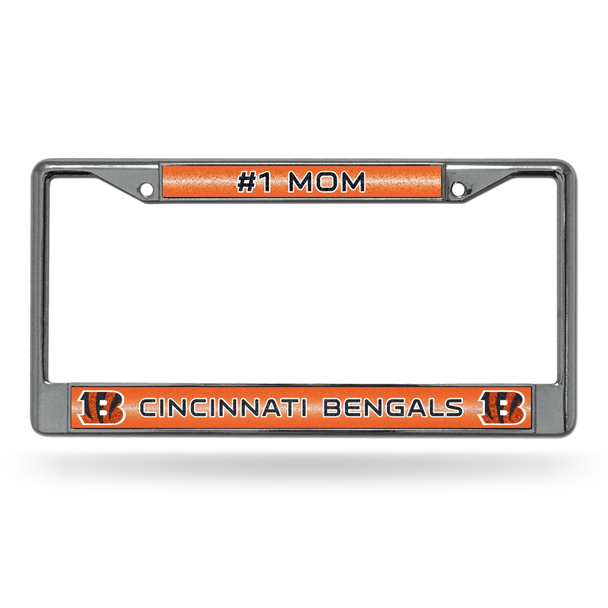 Picture of Rico Industries FCGLM3201 NFL Football Cincinnati Bengals No.1 Mom Bling Chrome License Plate Frame - 12 x 6 in.
