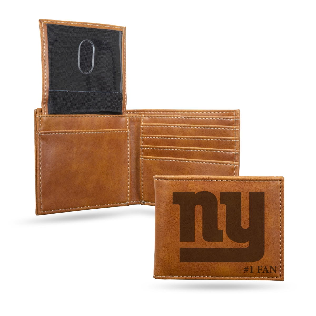 Picture of Rico Industries LEBILF1420BR No.1 FAN NFL Football York Giants Laser Engraved Bill-fold Wallet with Slim Design & Great Gift