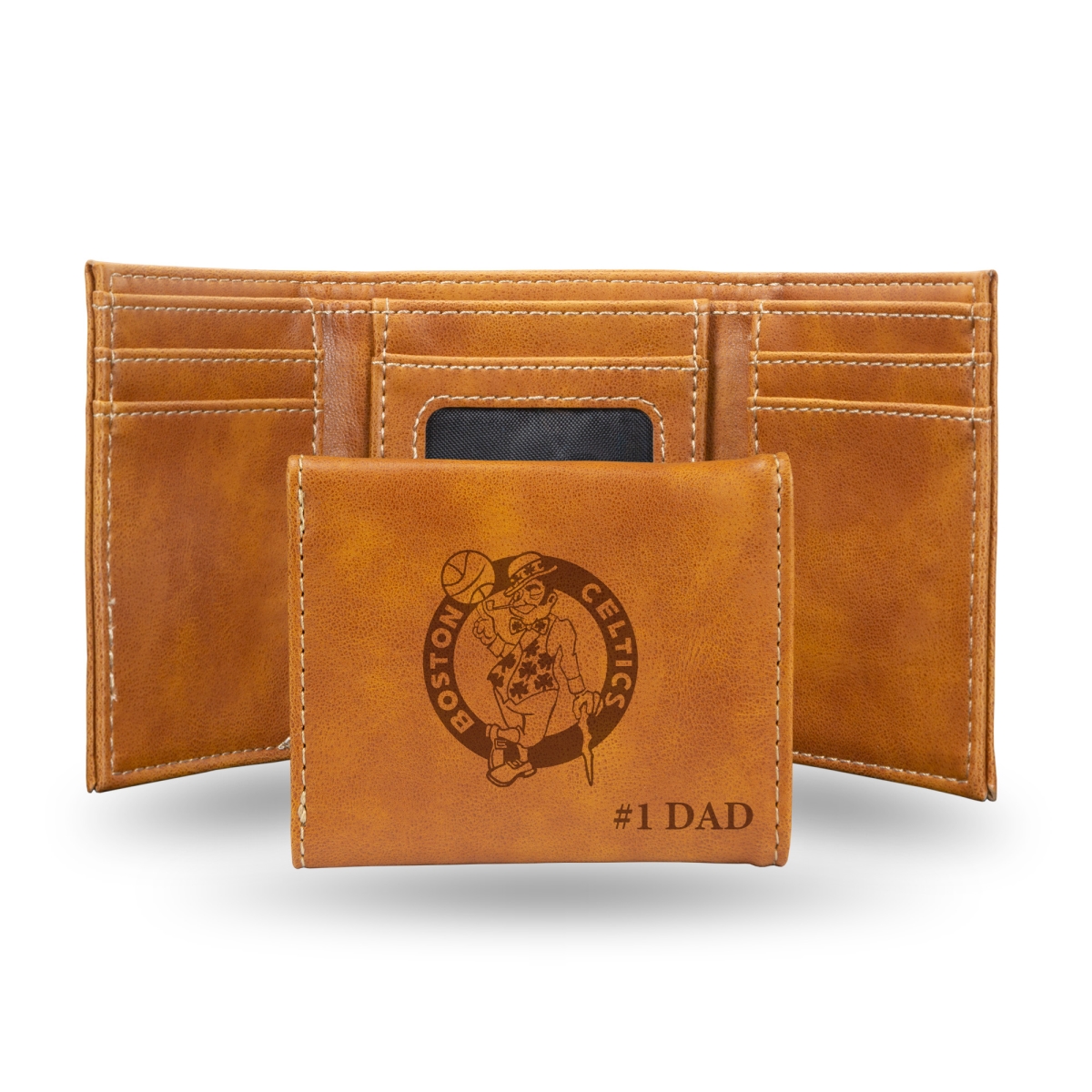 LETRID74030BR No.1 DAD NBA Basketball Boston Celtics Laser Engraved Tri-Fold Wallet for Men Accessory