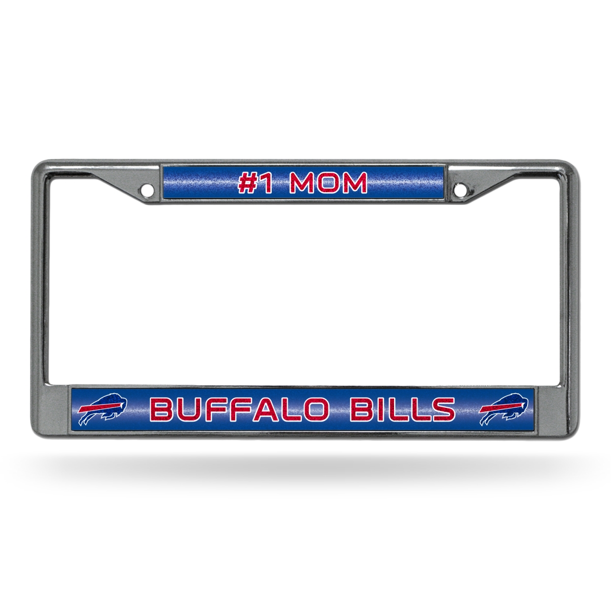FCGLM3501 NFL Football Buffalo Bills No.1 Mom Bling Silver License Plate Chrome Frame, 12 x 6 in.