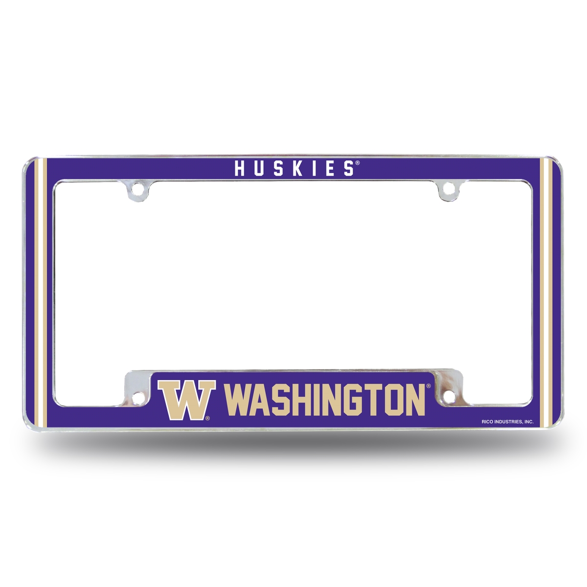 AFC490210B NCAA Washington Huskies Classic All Over Chrome License Plate Frame, 12 x 6 in.