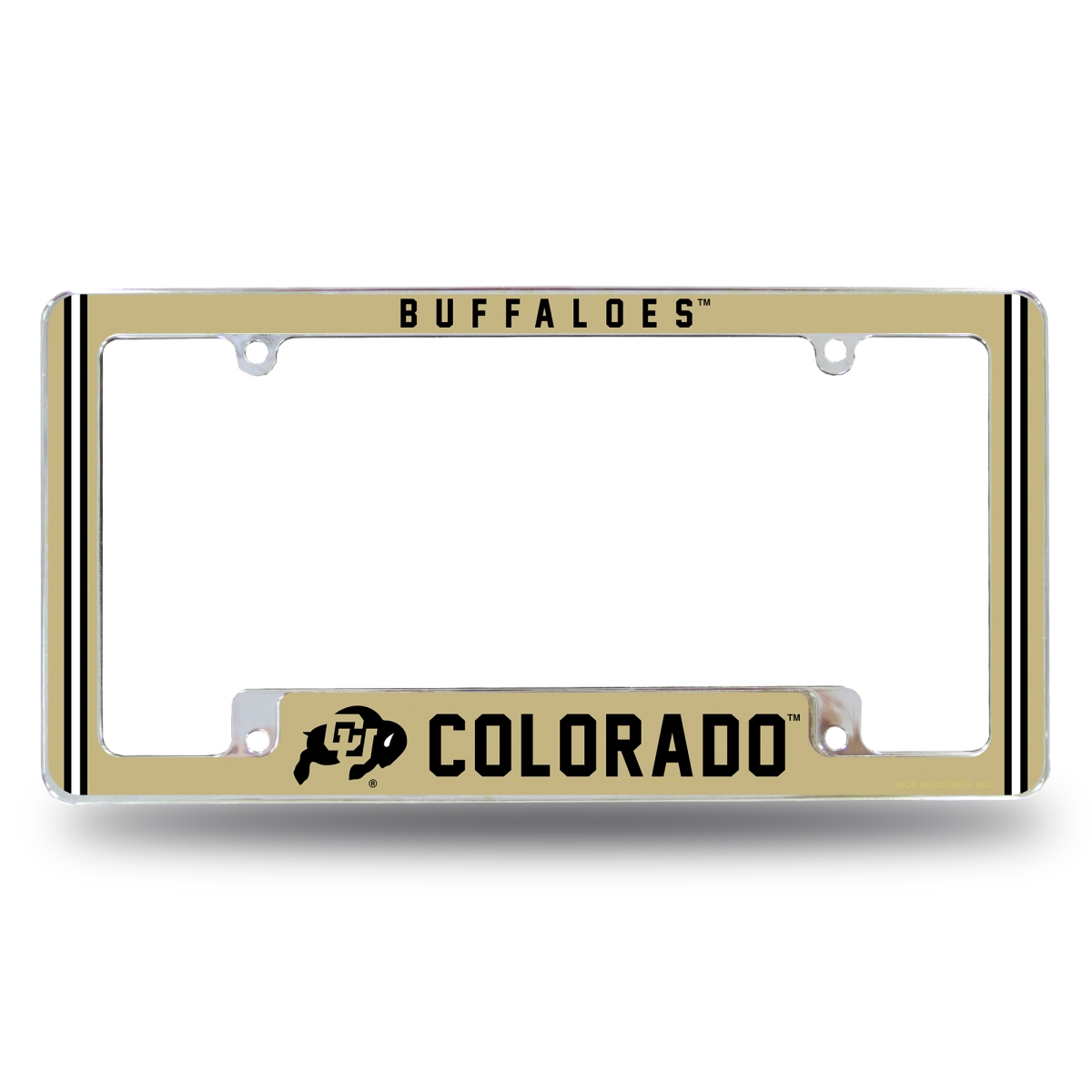 AFC500110B NCAA Colorado Buffaloes Classic All Over Chrome License Plate Frame, 12 x 6 in.