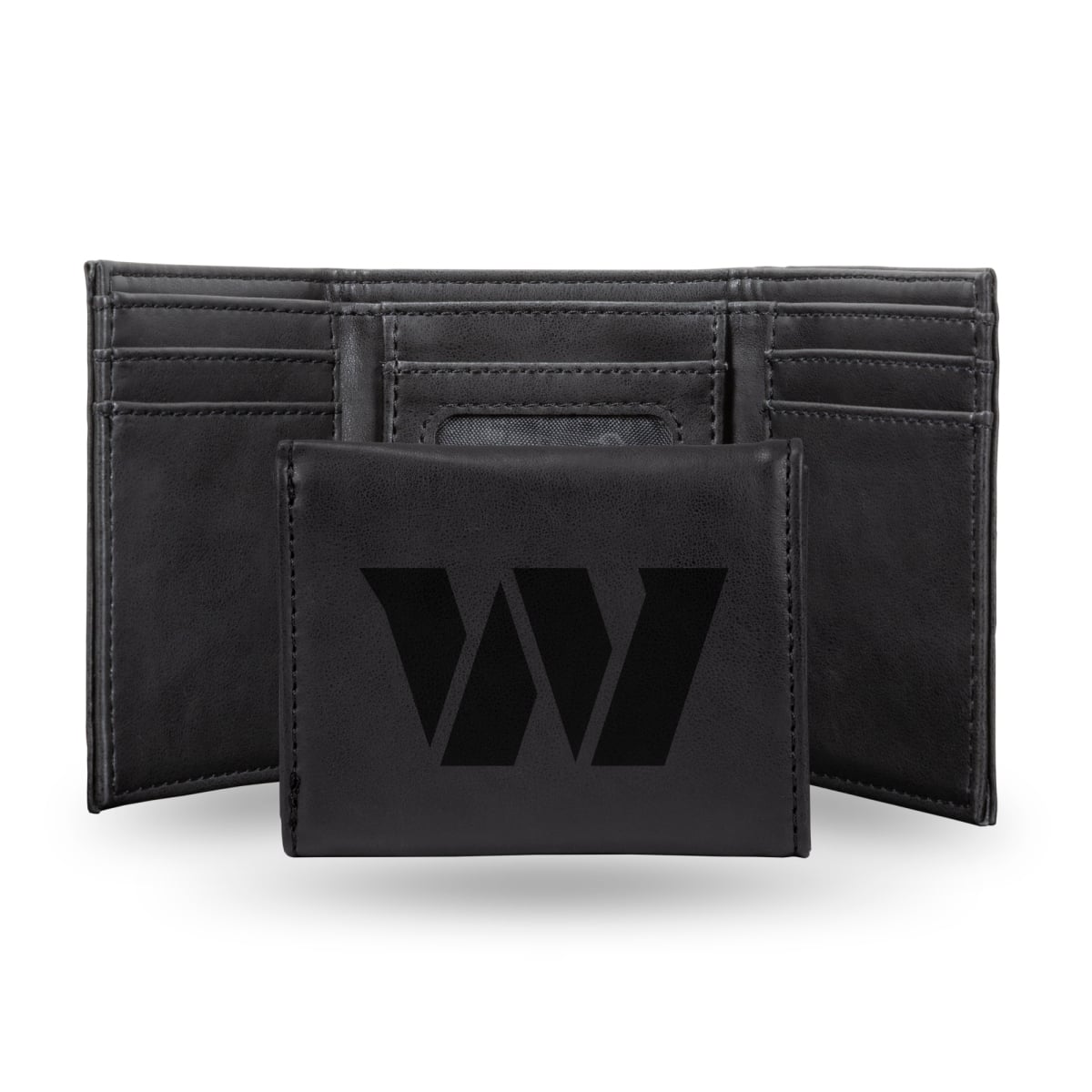 LETRI3702BK NFL Football Washington Commanders Black Laser Engraved Tri-Fold Wallet