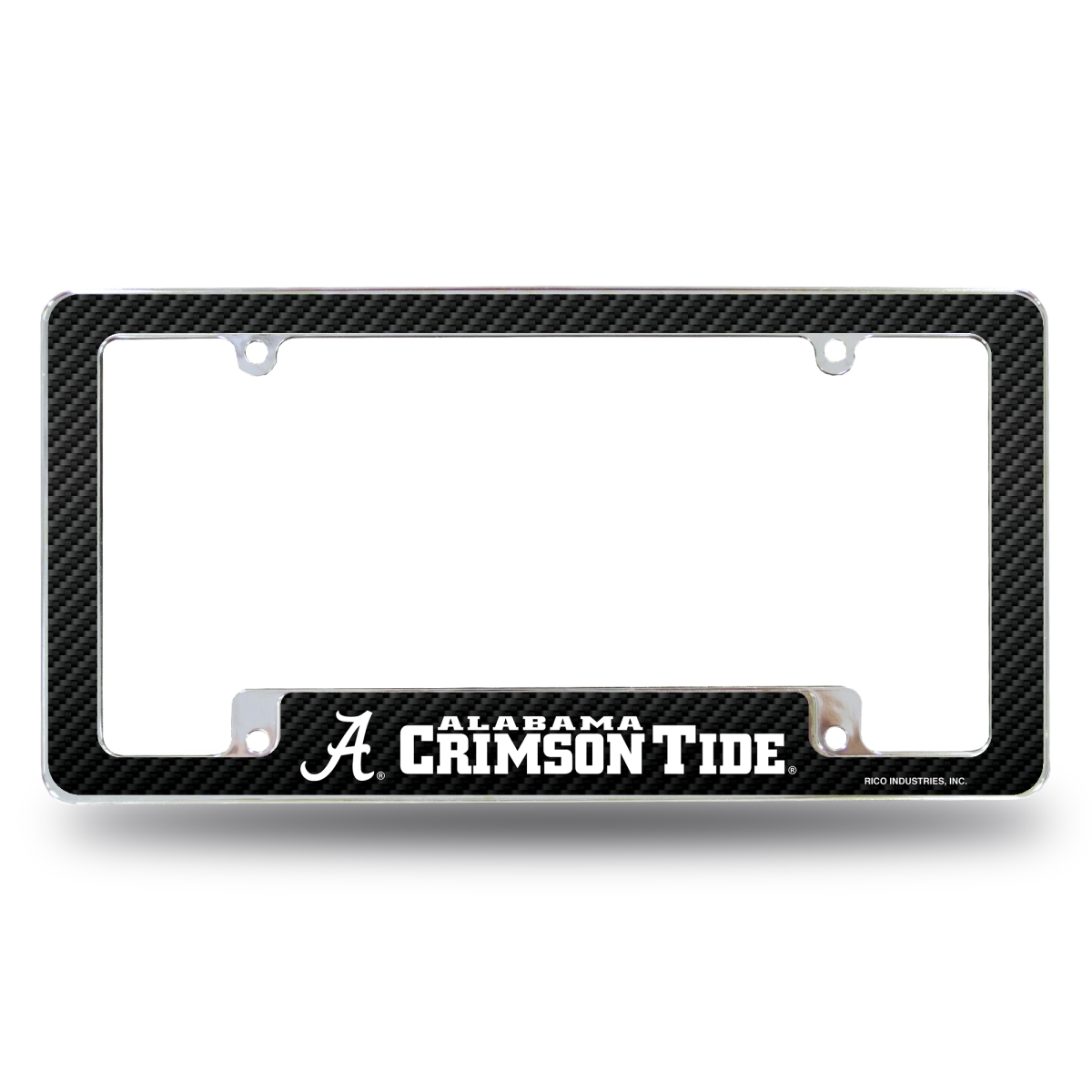 AFC150102CF NCAA Alabama Crimson Tide Carbon Fiber All Over Chrome License Plate Frame, 12 x 6 in.