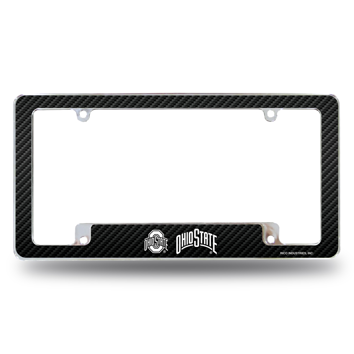 AFC300102BCF NCAA Ohio State Buckeyes Carbon Fiber All Over Chrome License Plate Frame, 12 x 6 in.