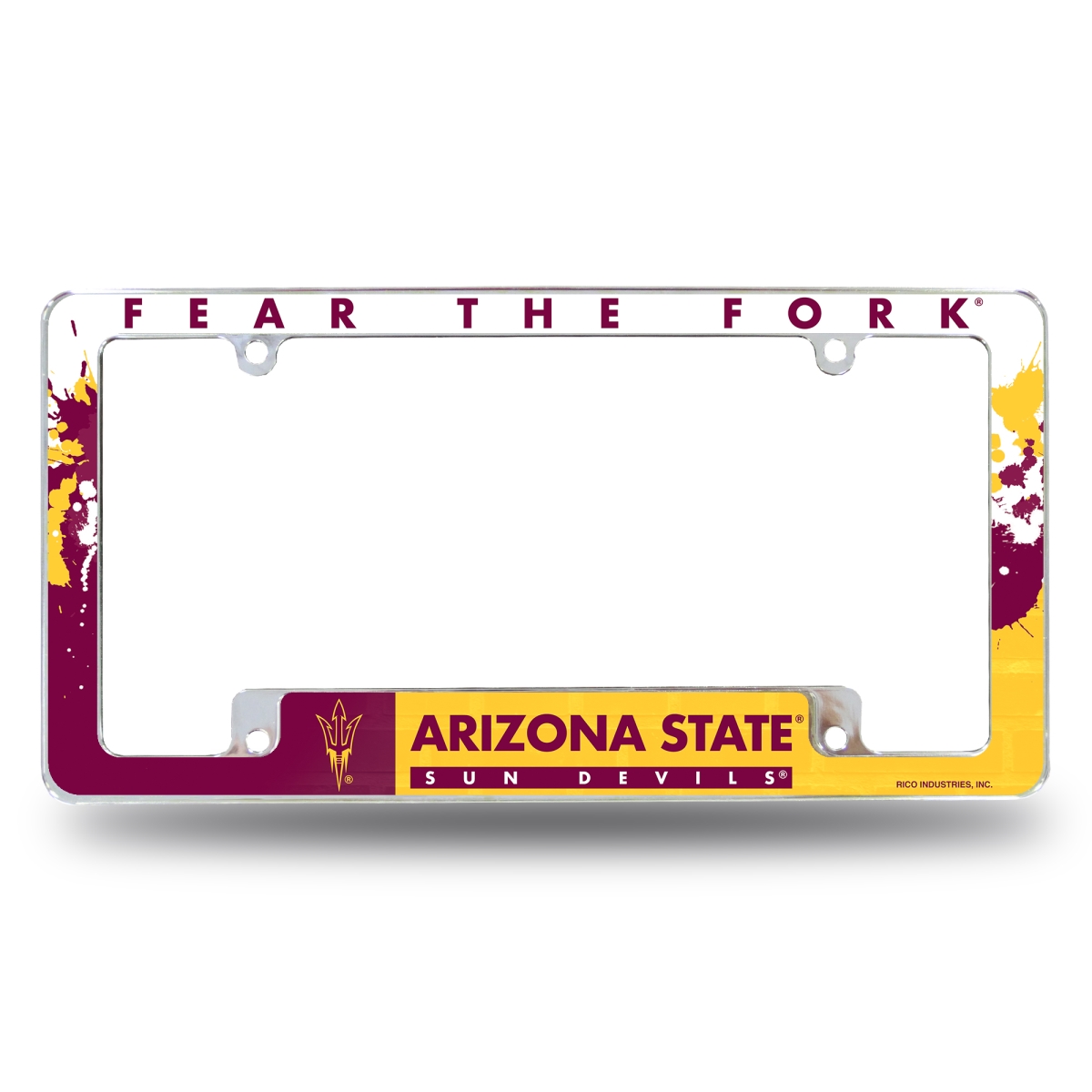AFC460202B NCAA Arizona State Sun Devils - ASU Primary All Over Chrome License Plate Frame, 12 x 6 in.