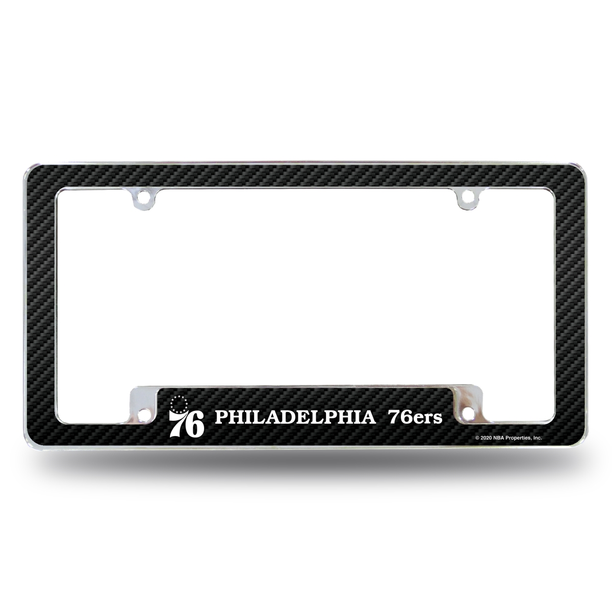 AFC90002BCF NBA Basketball Philadelphia 76ers Black All Over Chrome License Plate Frame, 12 x 6 in.