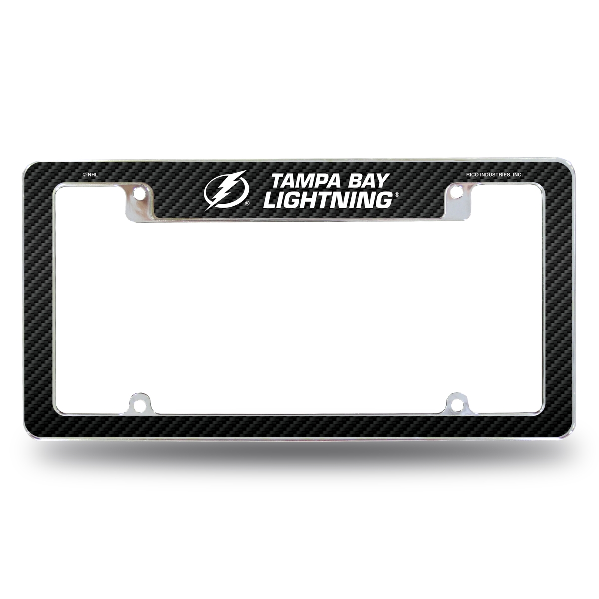 AFC9202TCF NHL Hockey Tampa Bay Lightning Black All Over Chrome License Plate Frame, 12 x 6 in.