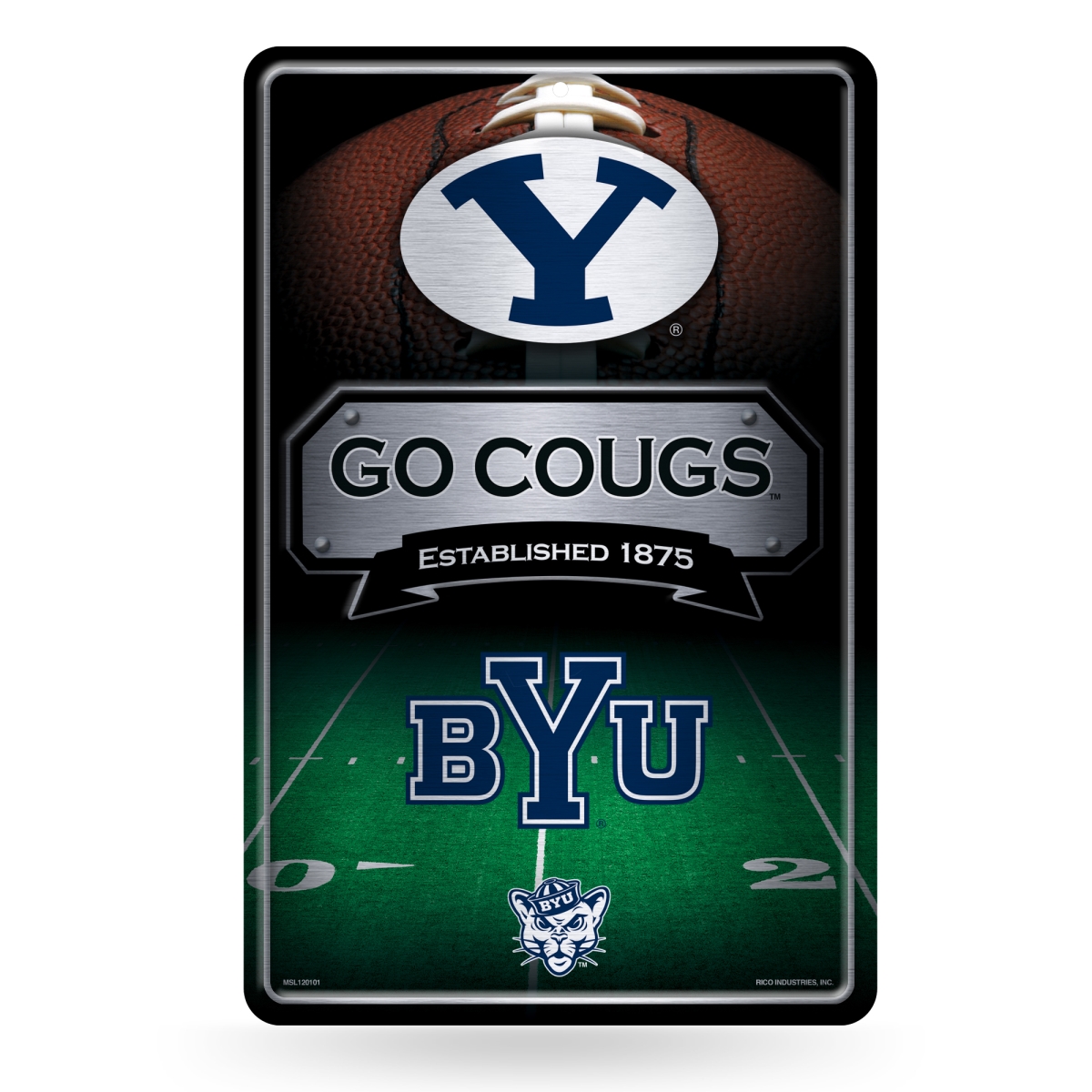 Picture of Rico Industries MSL510202 NCAA BYU Cougars 11 x 17 in. Home Decor Sign