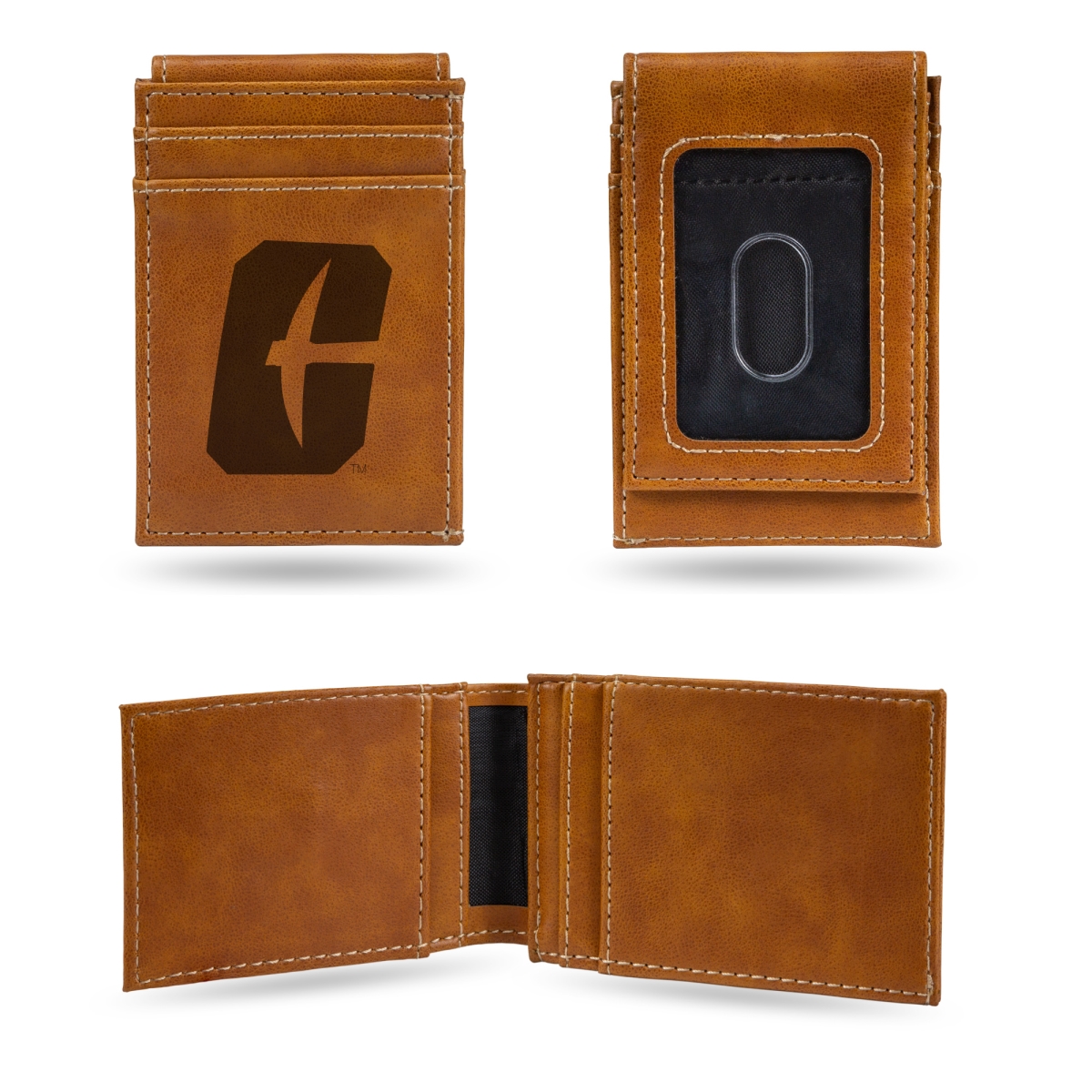 LEFPW130702BR NCAA North Carolina-Charlotte 49ers Brown Laser Engraved Front Pocket Wallet