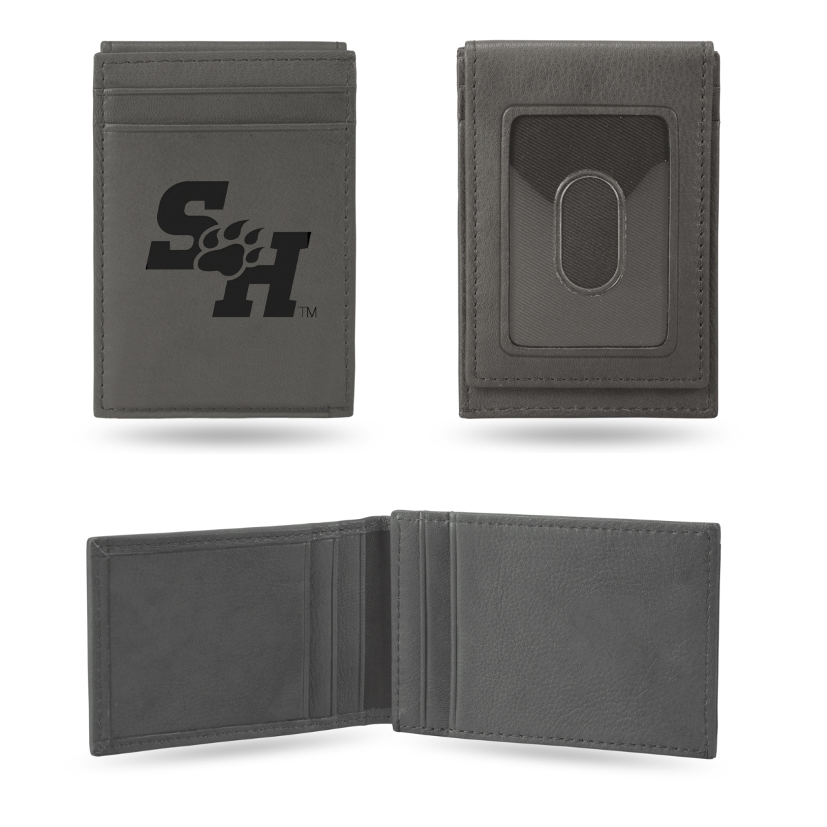 LEFPW261702GY NCAA Sam Houston State Bearkats Gray Laser Engraved Front Pocket Wallet