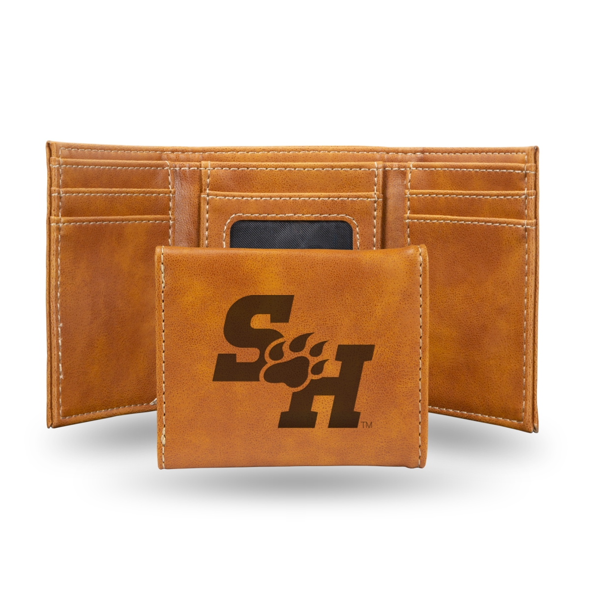 LETRI261702BR NCAA Sam Houston State Bearkats Brown Laser Engraved Tri-Fold Wallet