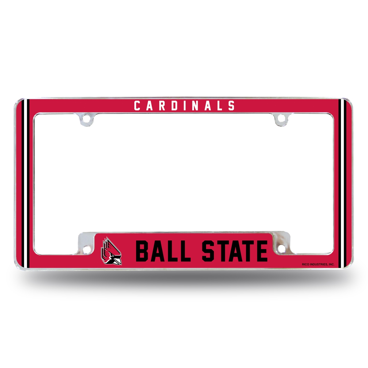 AFC200510B NCAA Ball State Cardinals Classic All Over Chrome License Plate Frame, 12 x 6 in.