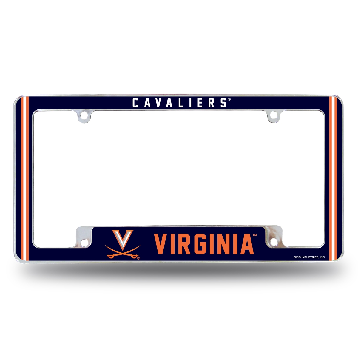 AFC340110B NCAA Virginia Cavaliers Classic All Over Chrome License Plate Frame, 12 x 6 in.