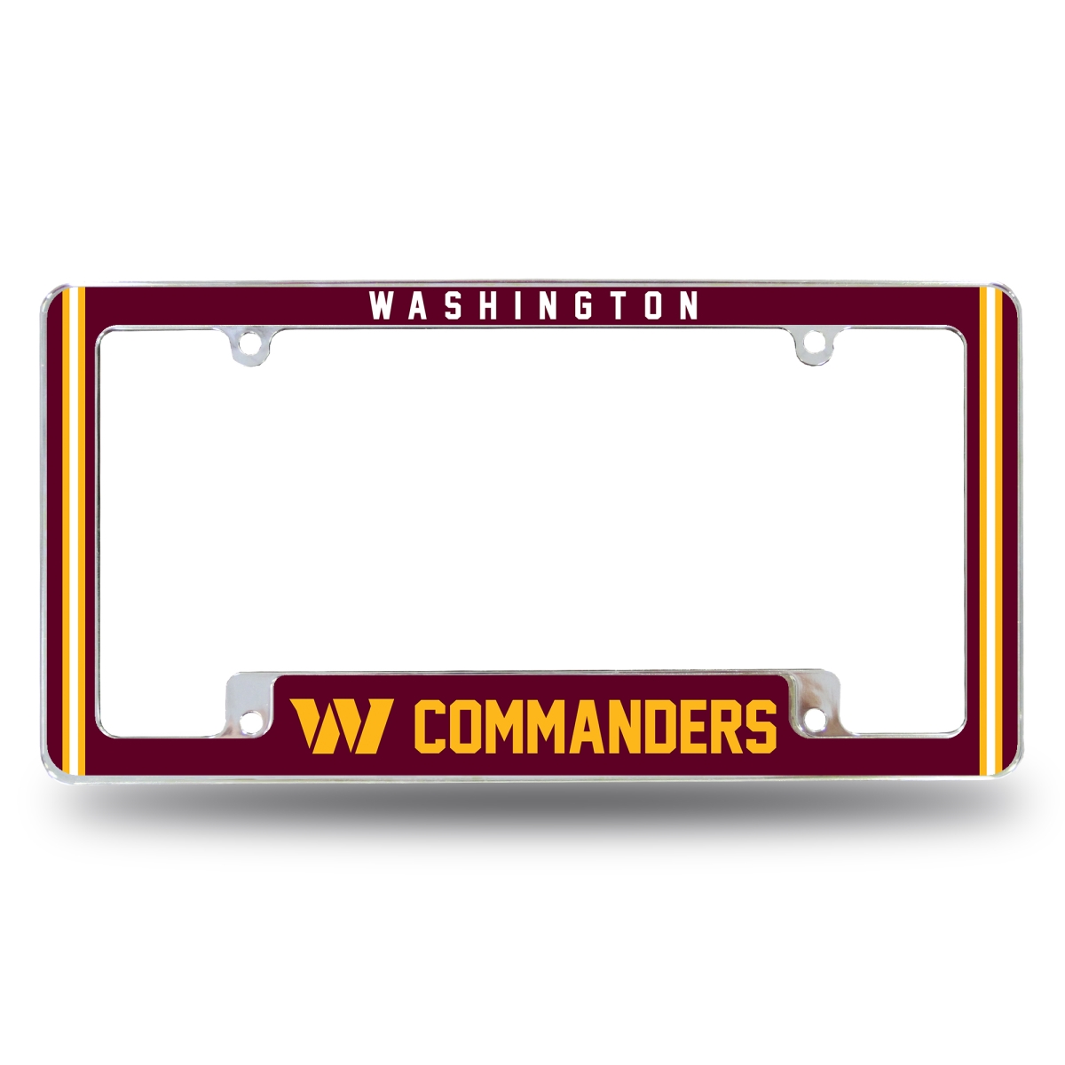 AFC3710B NFL Football Washington Commanders Classic All Over Chrome License Plate Frame, 12 x 6 in.
