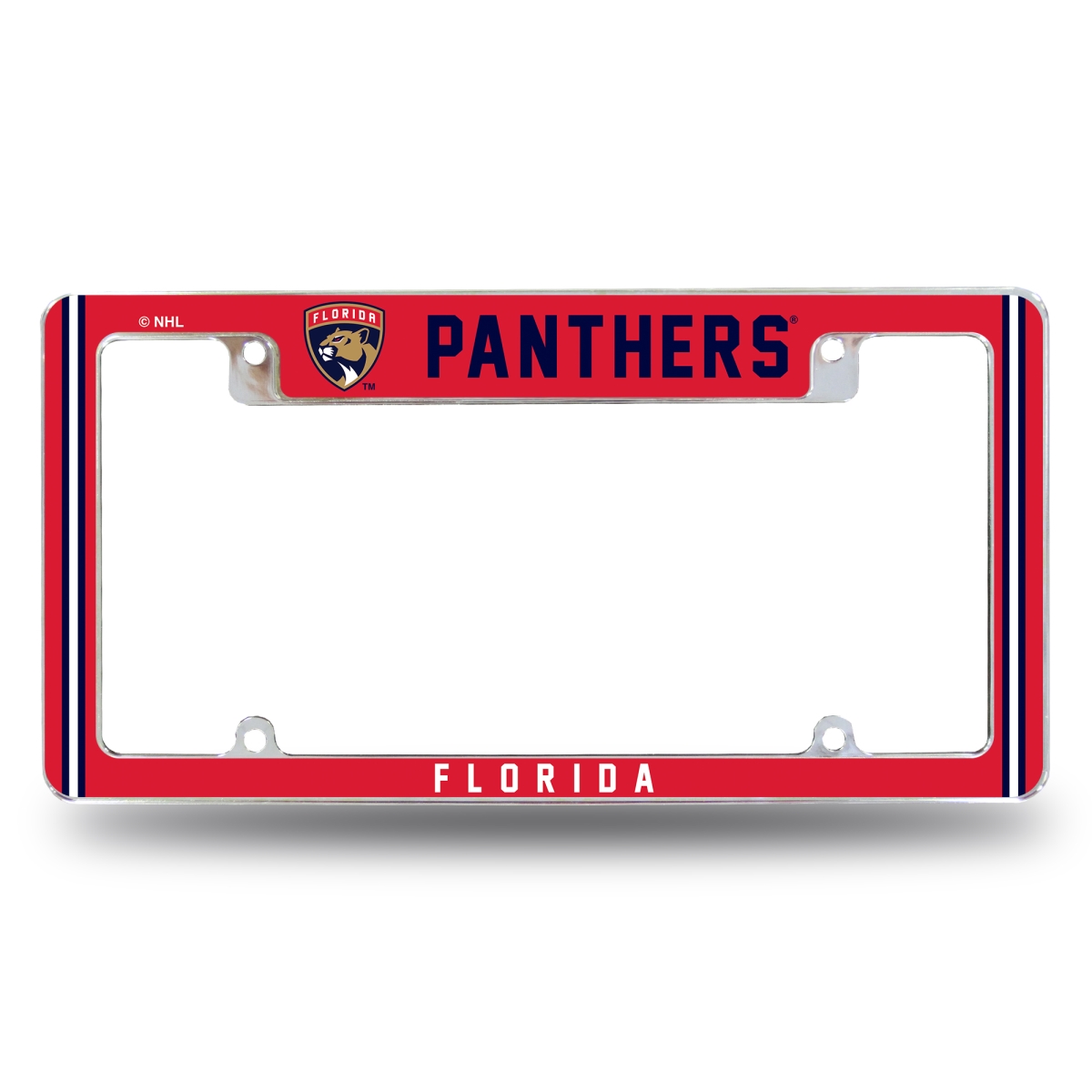 AFC9510T NHL Hockey Florida Panthers Classic All Over Chrome License Plate Frame, 12 x 6 in.