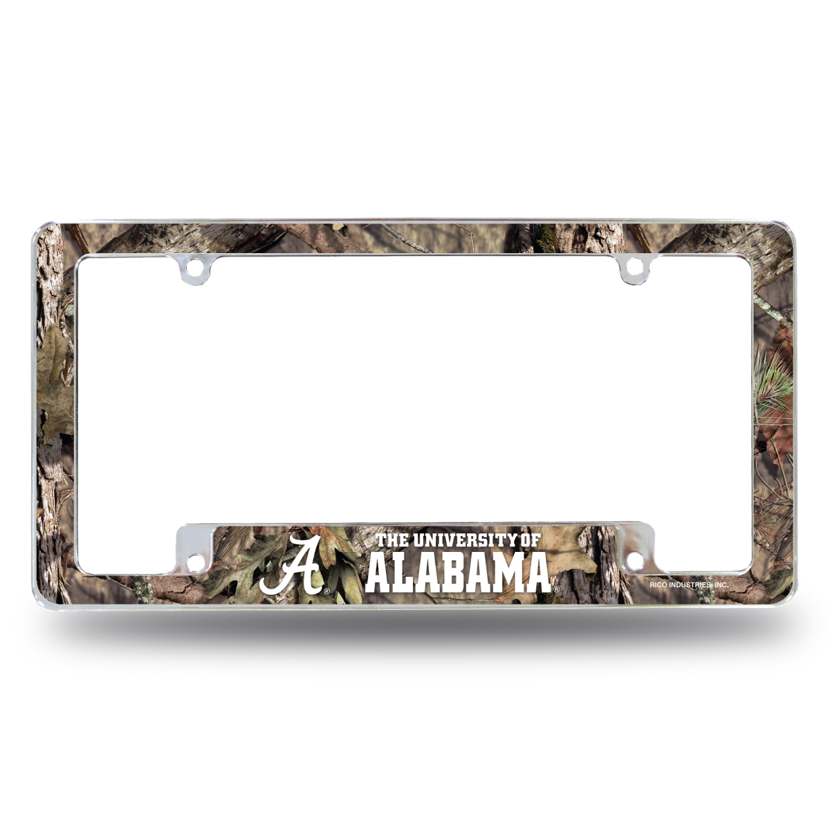 AFC150131BMO NCAA Alabama Crimson Tide Mossy Oak All Over Chrome License Plate Frame, 12 x 6 in.