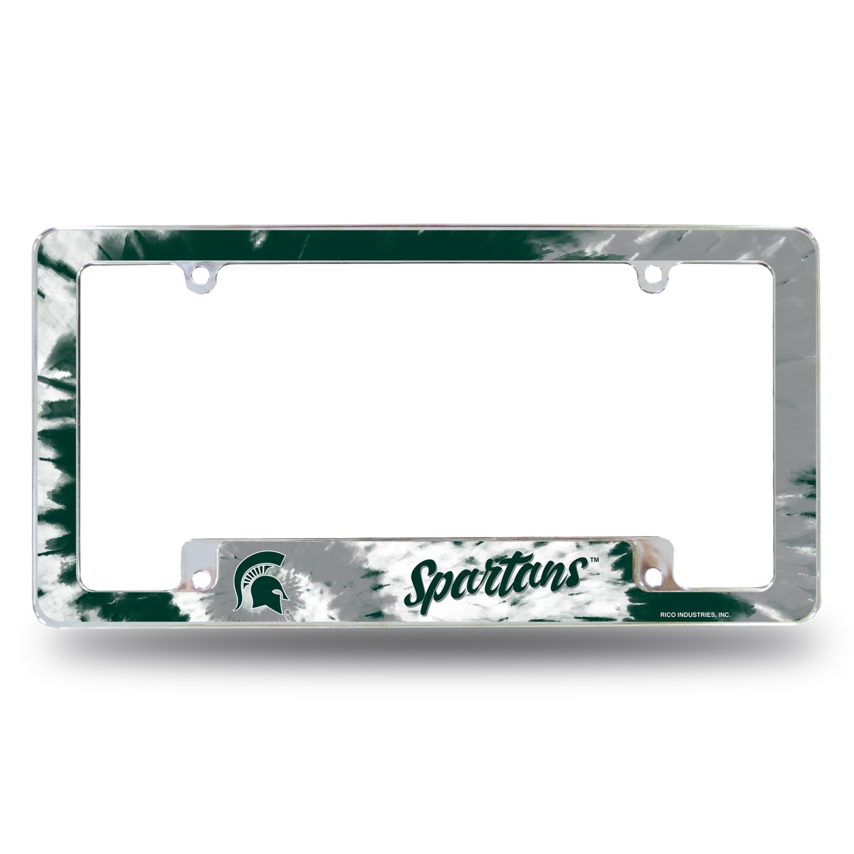 AFC220102BTD NCAA Michigan State Spartans Tie Dye All Over Chrome License Plate Frame, 12 x 6 in.