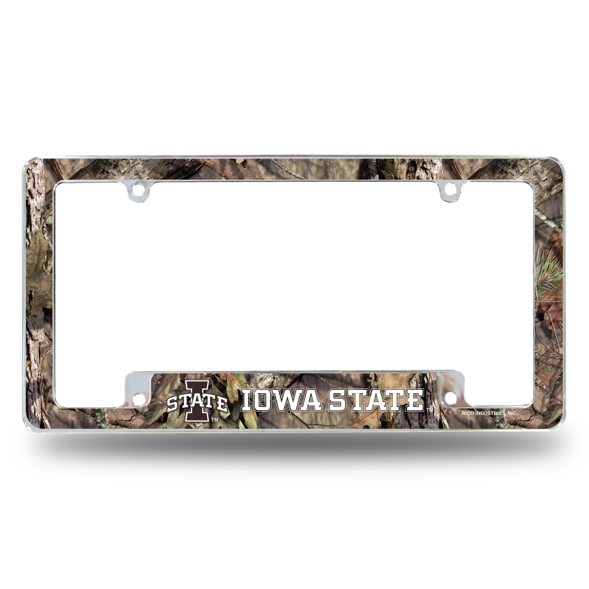 AFC250231BMO NCAA Iowa State Cyclones Mossy Oak All Over Chrome License Plate Frame, 12 x 6 in.