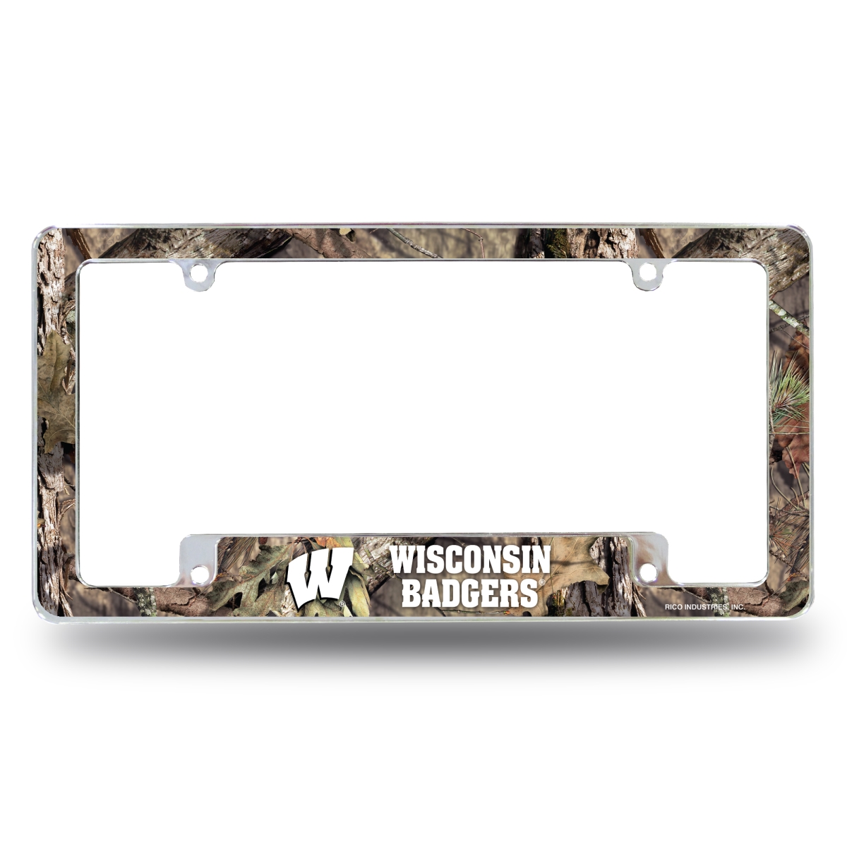 AFC450131BMO NCAA Wisconsin Decals Mossy Oak All Over Chrome License Plate Frame, 12 x 6 in.