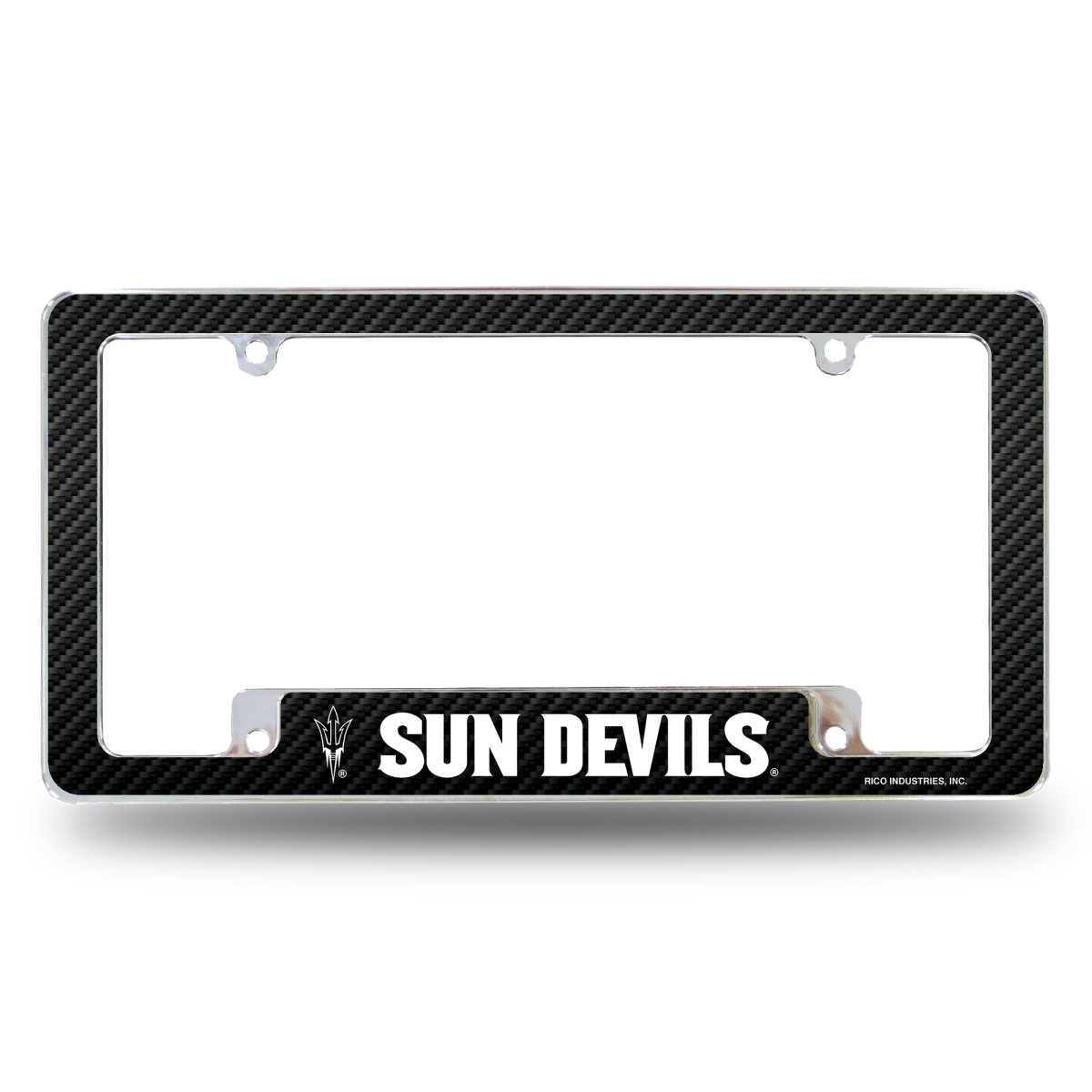 AFC460202BCF NCAA Arizona State Sun Devils - ASU Carbon Fiber All Over Chrome License Plate Frame, 12 x 6 in.