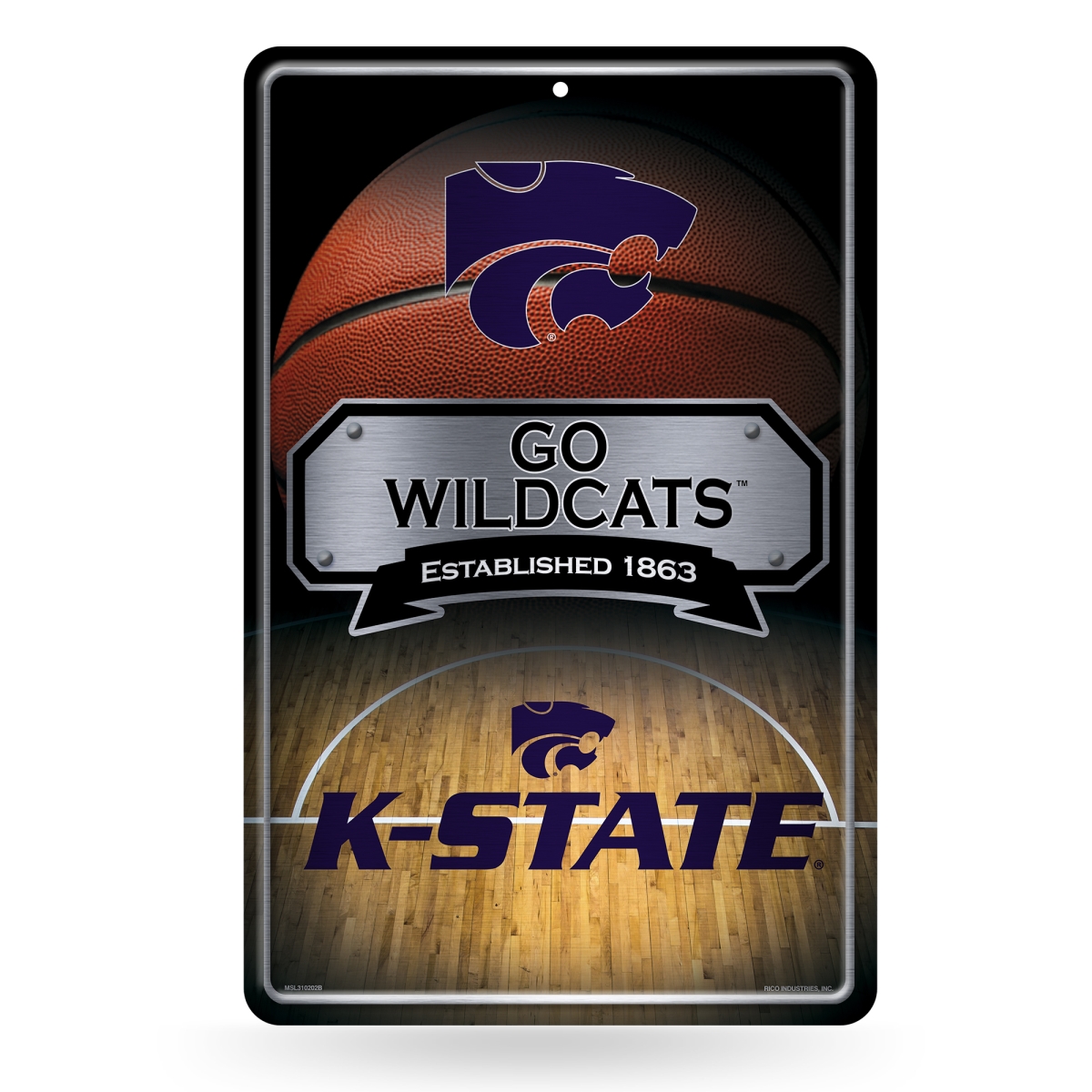 Picture of Rico Industries MSL310203B NCAA Kansas State Wildcats - KSU 11 x 17 in. Home Decor Sign