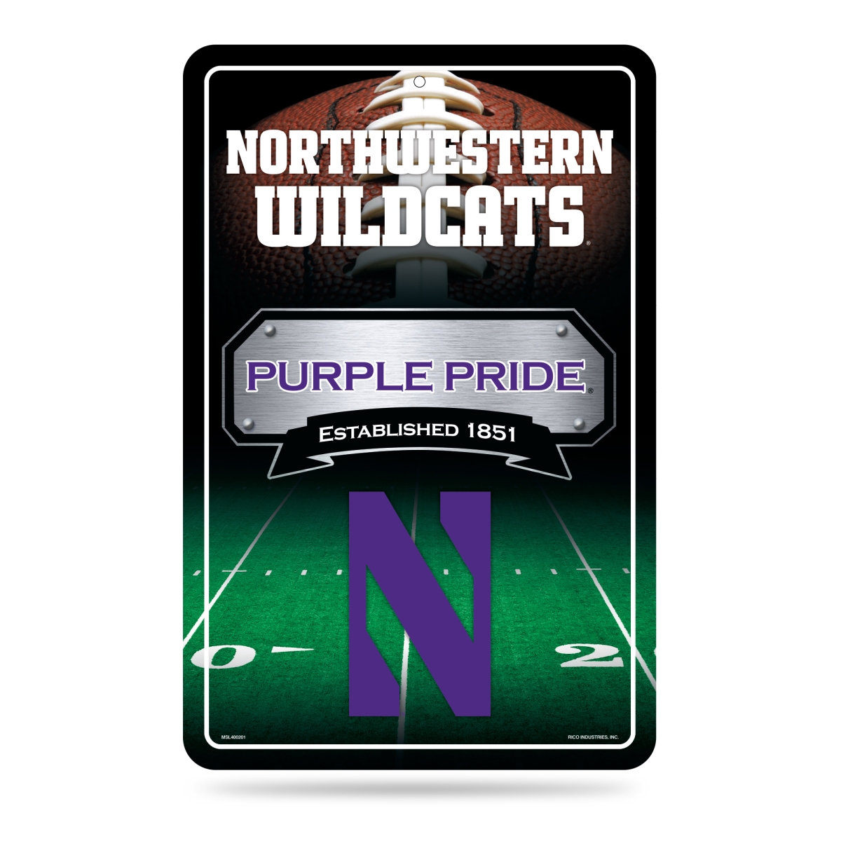 Picture of Rico Industries MSL400202 NCAA Northwestern Wildcats 11 x 17 in. Home Decor Sign