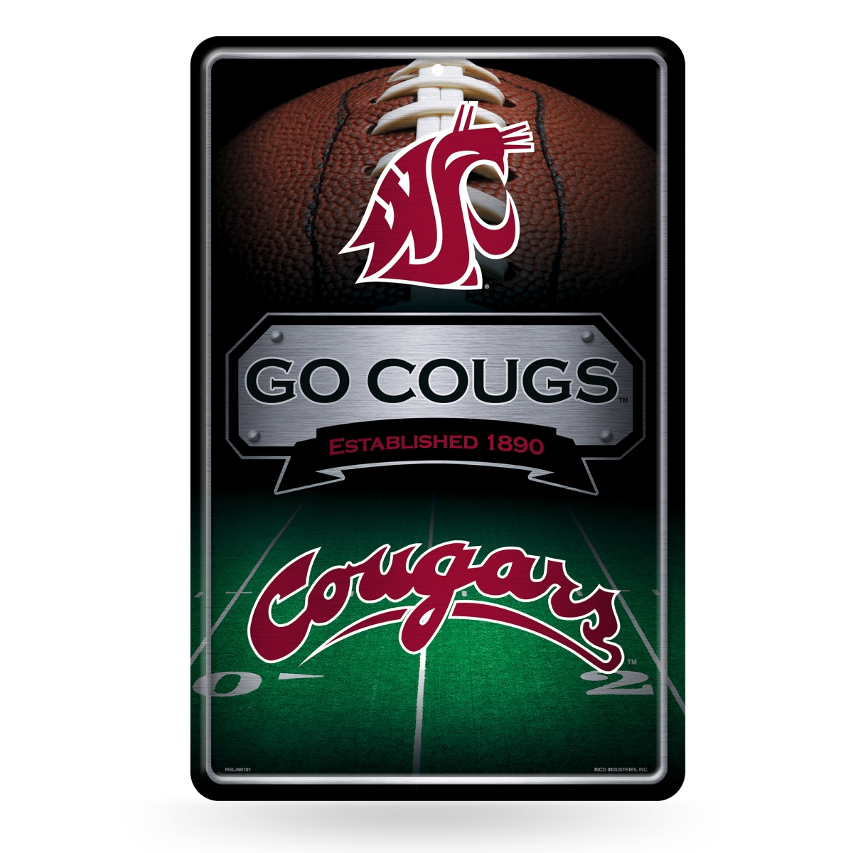 Picture of Rico Industries MSL490102 NCAA Washington State Cougars - WSU 11 x 17 in. Home Decor Sign