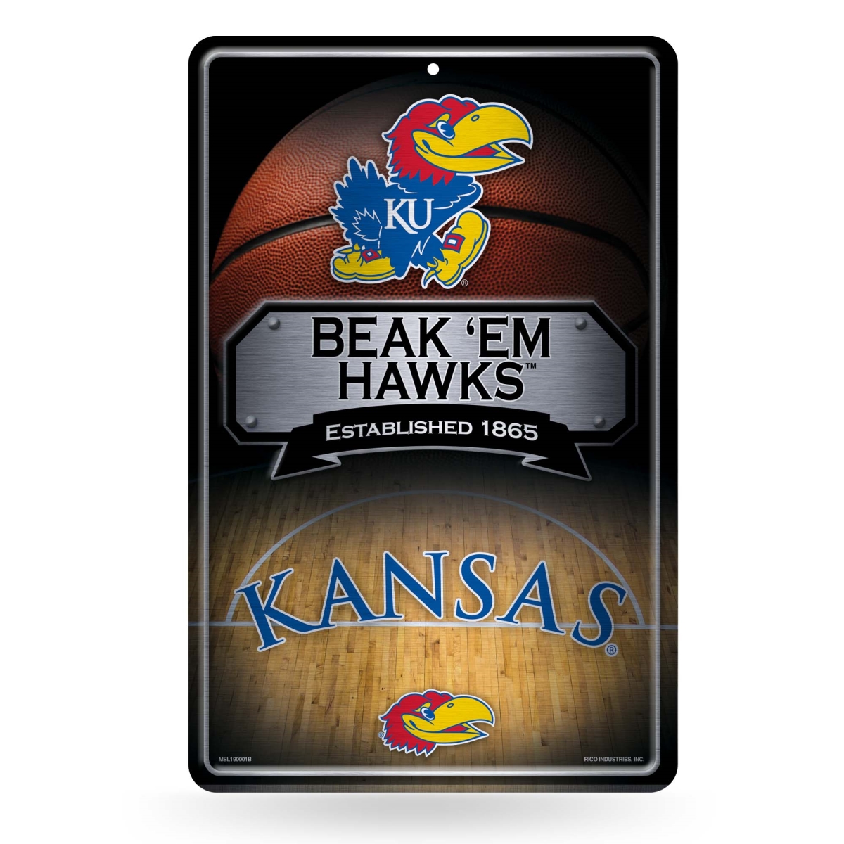 Picture of Rico Industries MSL310102B NCAA Kansas Jayhawks 11 x 17 in. Metal Home Decor Sign