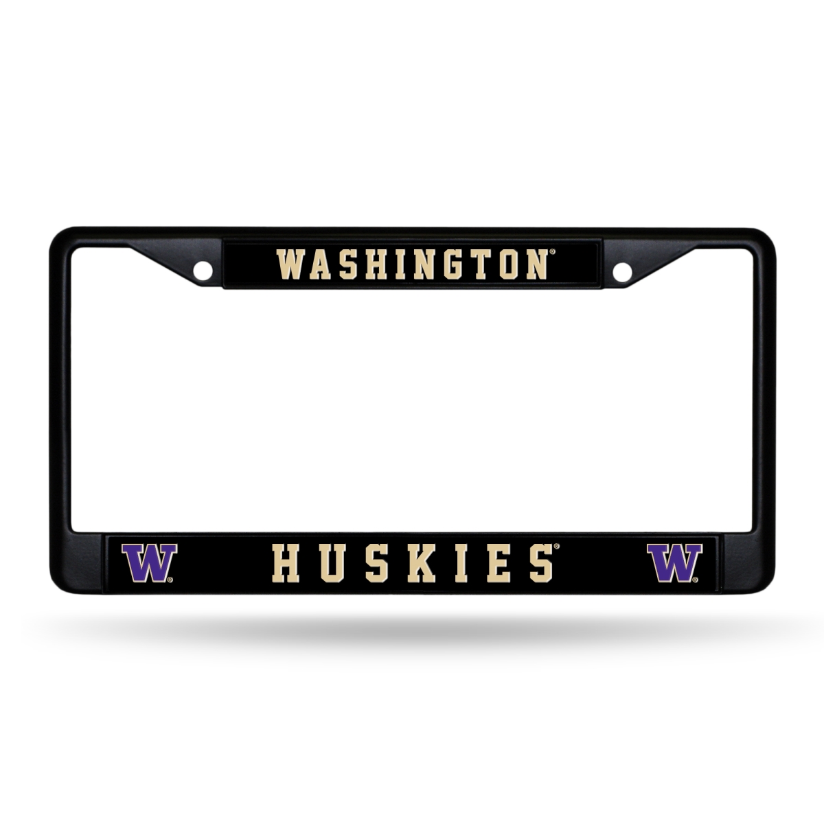 FBC490204 NCAA Washington Huskies Primary Black License Plate Frame, 12 x 6 in.