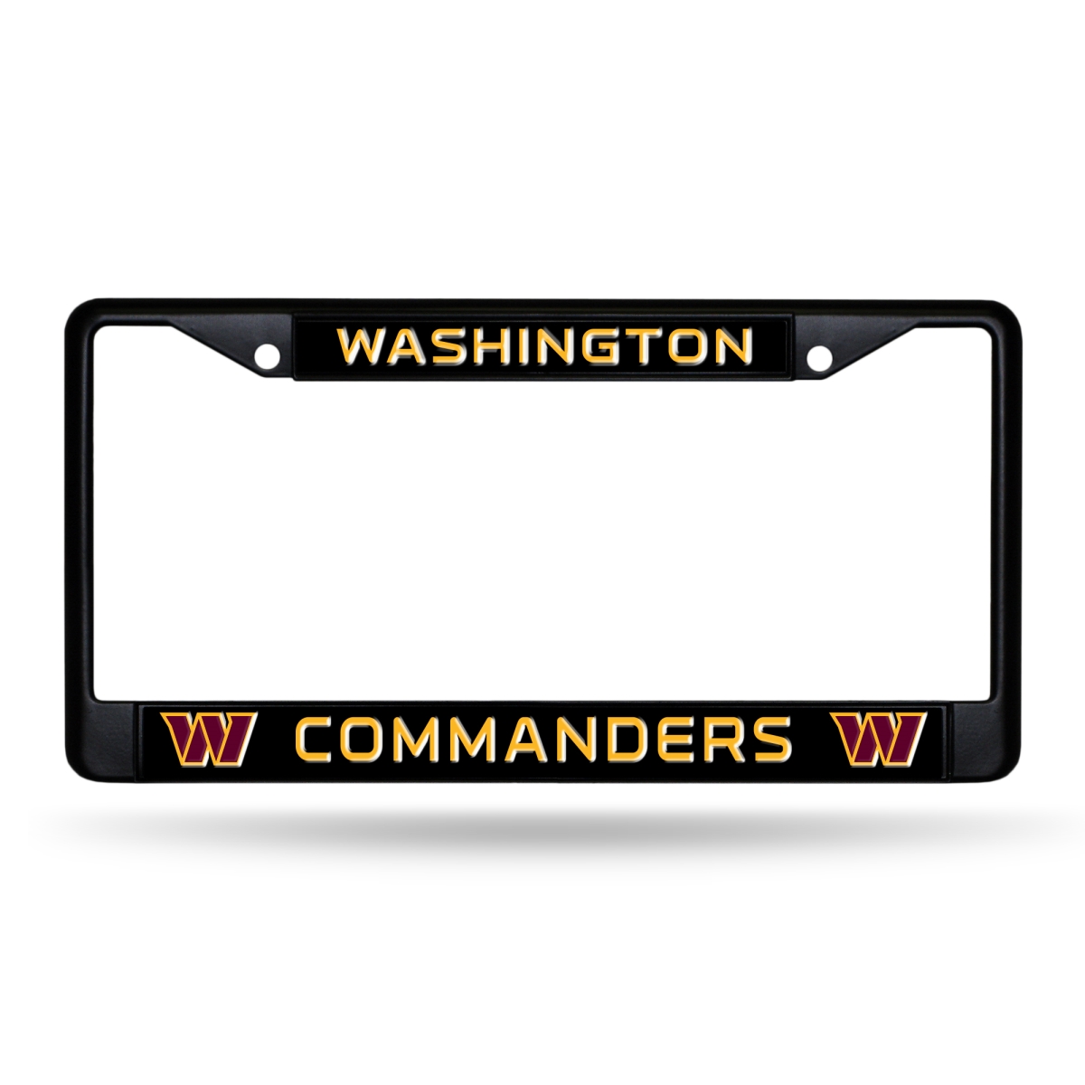 FBC3702 NFL Football Washington Commanders Primary Black License Plate Frame, 12 x 6 in.