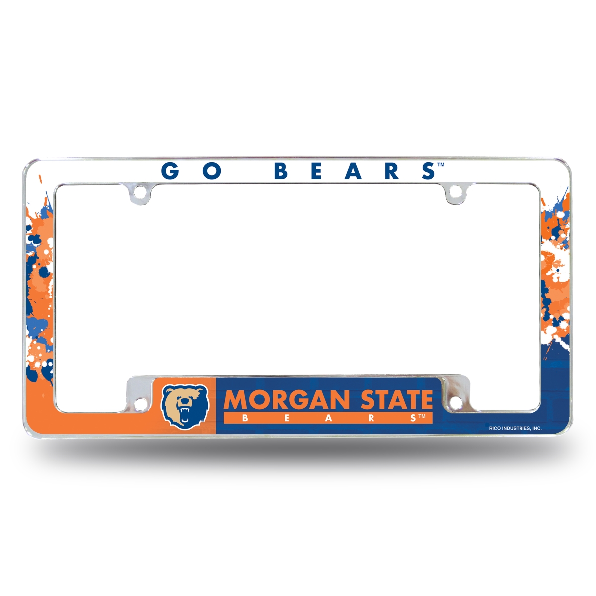 AFC320601B NCAA Morgan State Bears Primary All Over Chrome License Plate Frame, 12 x 6 in.