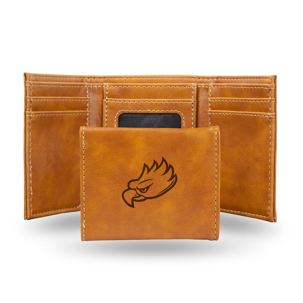 LETRI100802BR NCAA Florida Gulf Coast Eagles - FGCU Brown Laser Engraved Tri-Fold Wallet