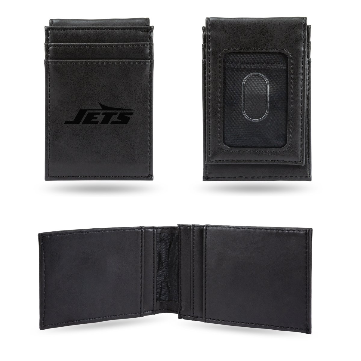 Picture of Rico Industries LEFPW2203BK NFL Football York Jets Black Laser Engraved Front Pocket Wallet