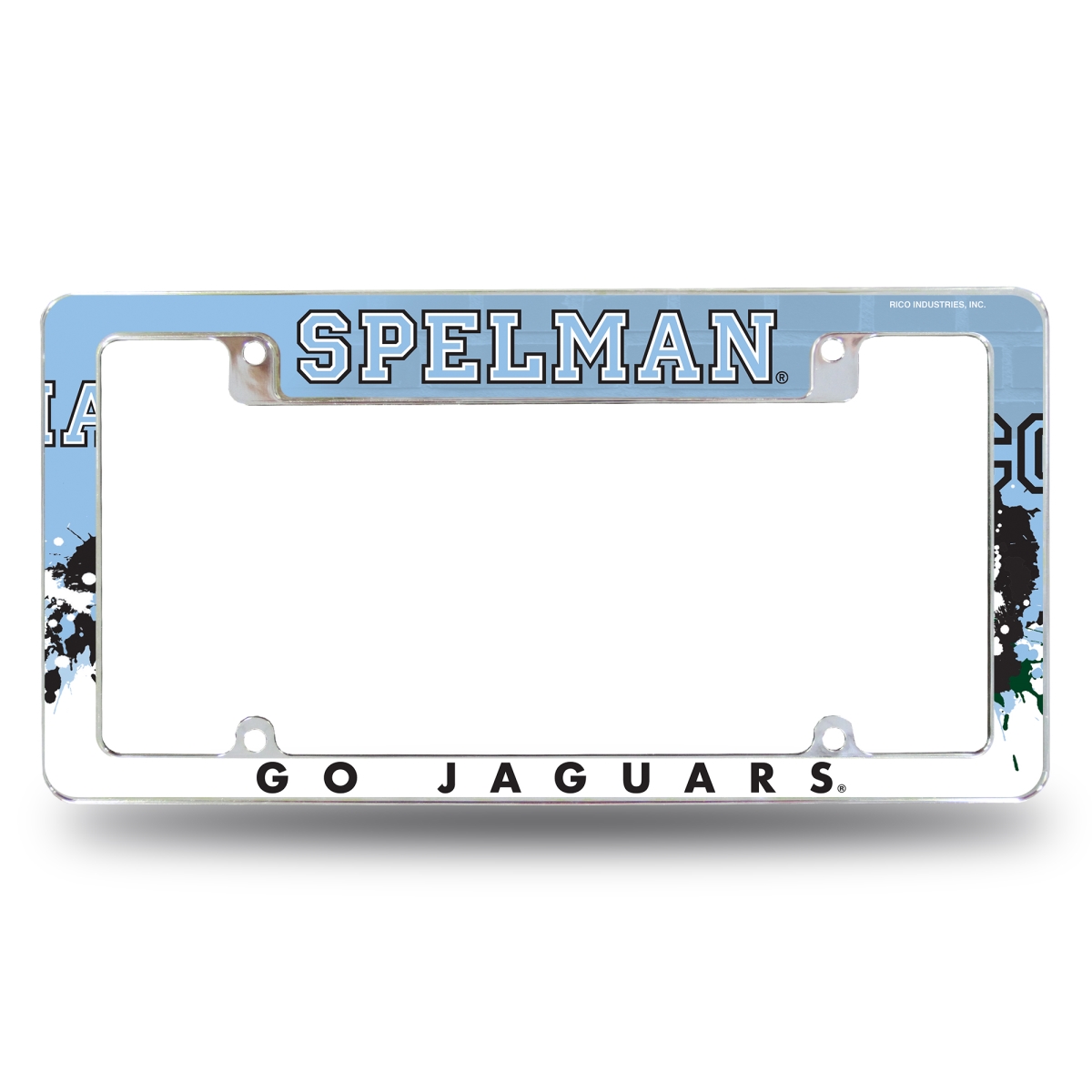 AFC111402T NCAA Spelman Jaguars Standard All Over Chrome License Plate Frame, 12 x 6 in.