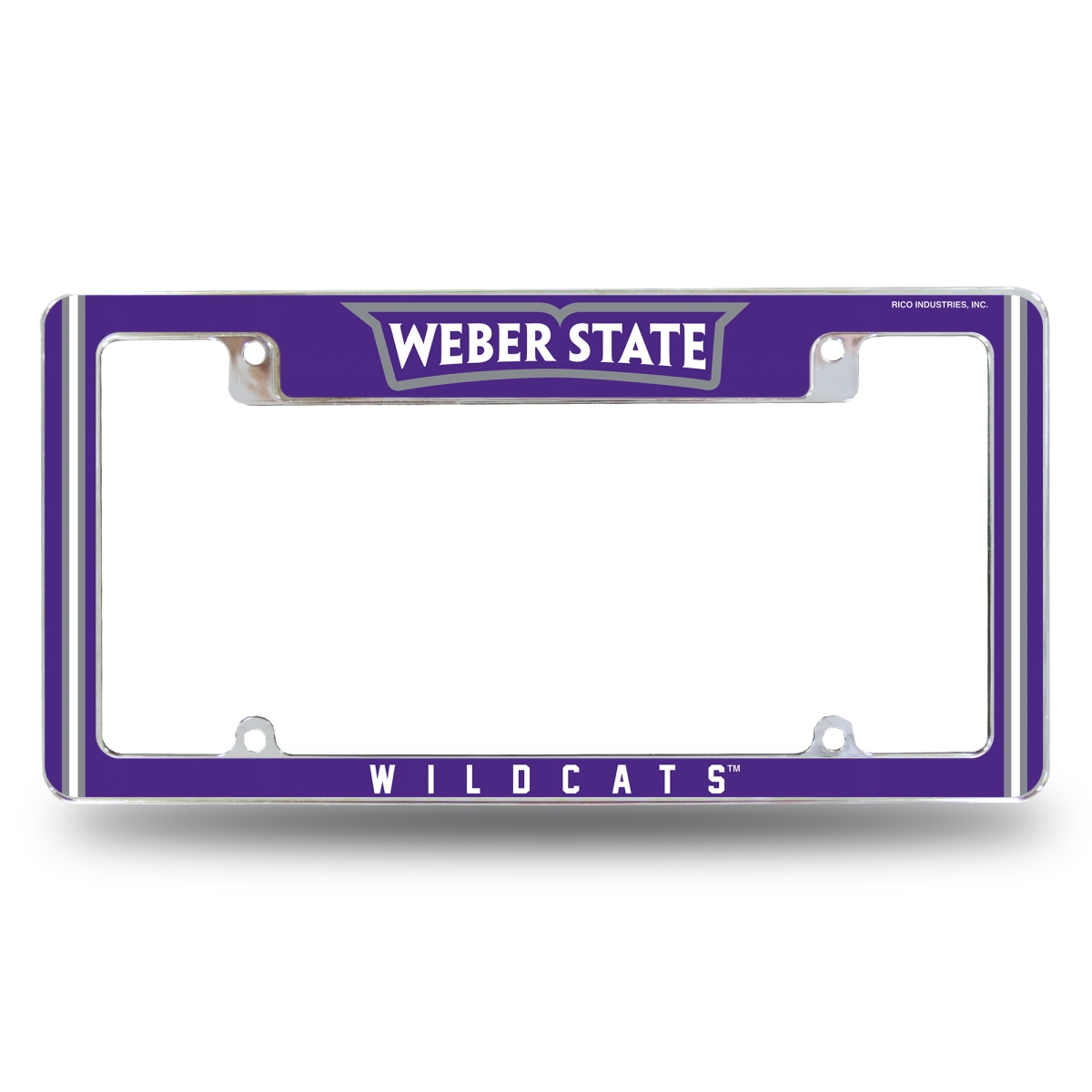 AFC530401T NCAA Weber State Wildcats All Over Chrome License Plate Frame, 12 x 6 in.