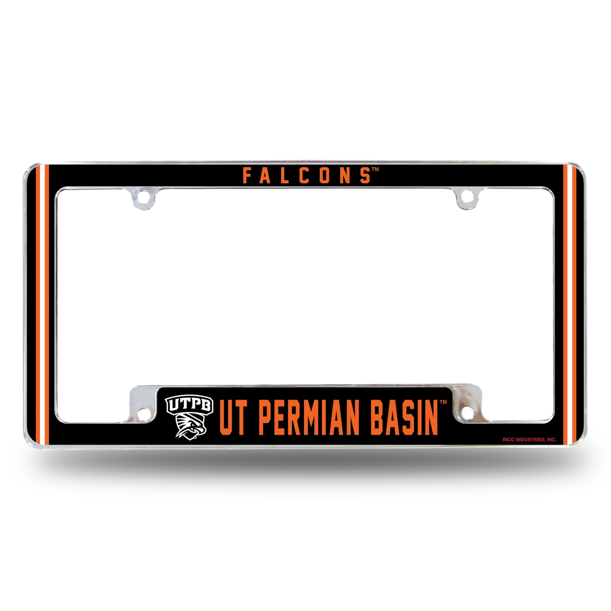 AFC263701B NCAA Texas-Permian Basin Falcons All Over Chrome License Plate Frame, 12 x 6 in.