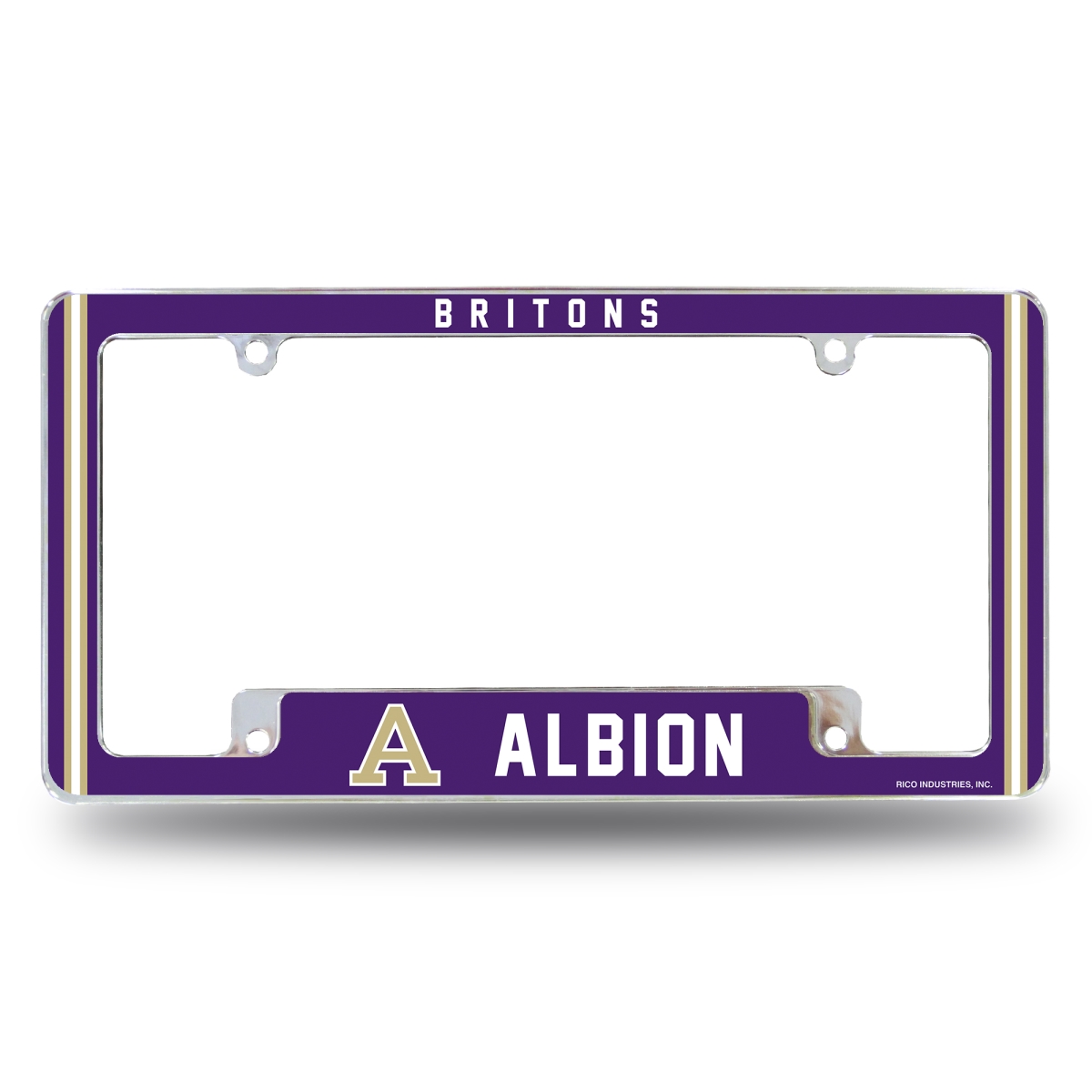 AFC221101B NCAA Albion Britons All Over Chrome License Plate Frame, 12 x 6 in.