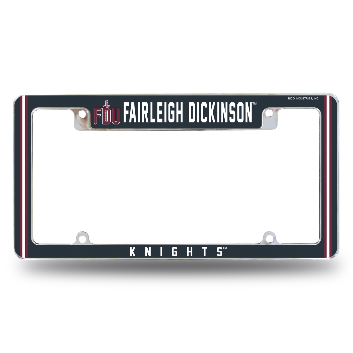 AFC271401T NCAA Fairleigh Dickinson Knights All Over Chrome License Plate Frame, 12 x 6 in.