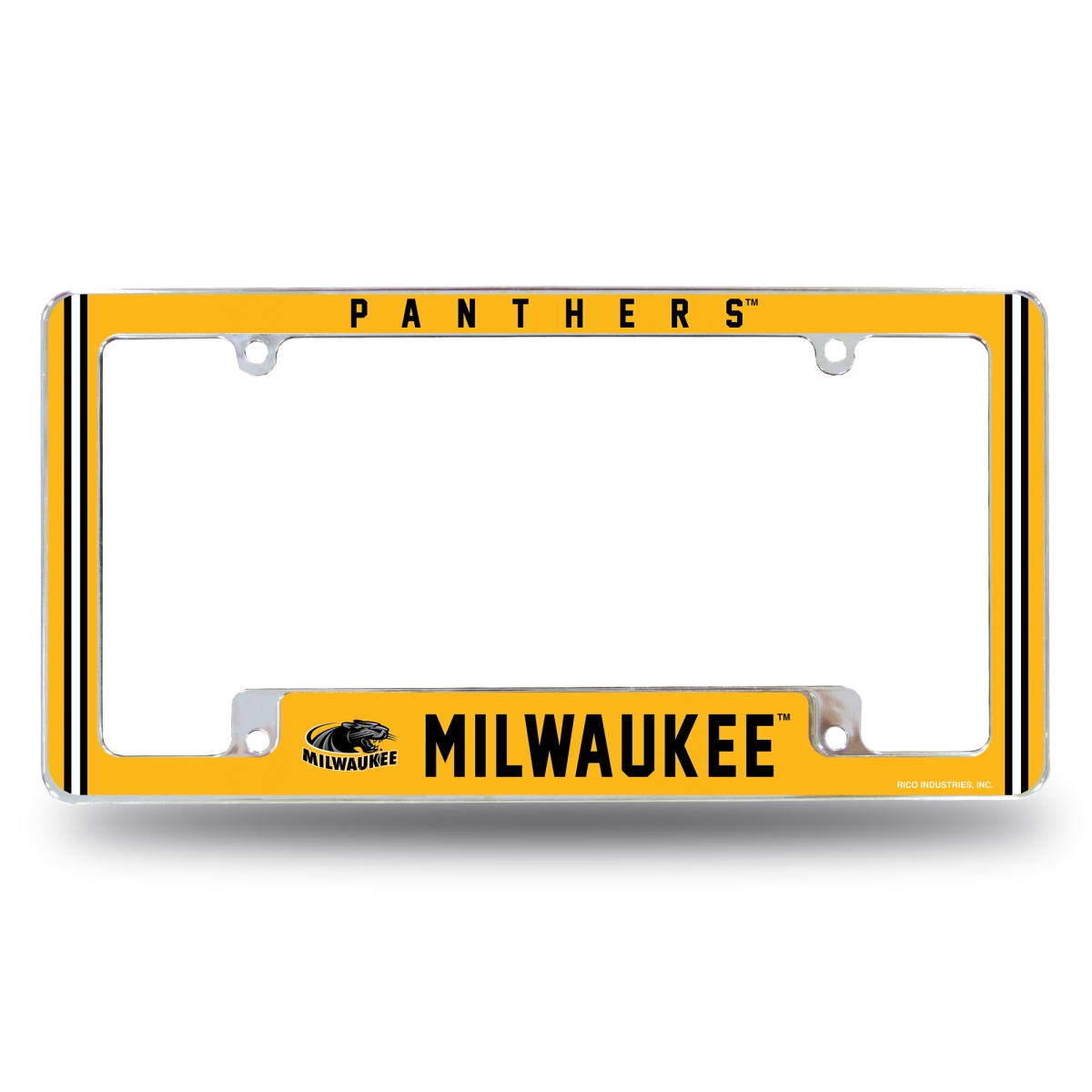 AFC450701B NCAA Wisconsin Milwaukee Panthers All Over Chrome License Plate Frame, 12 x 6 in.