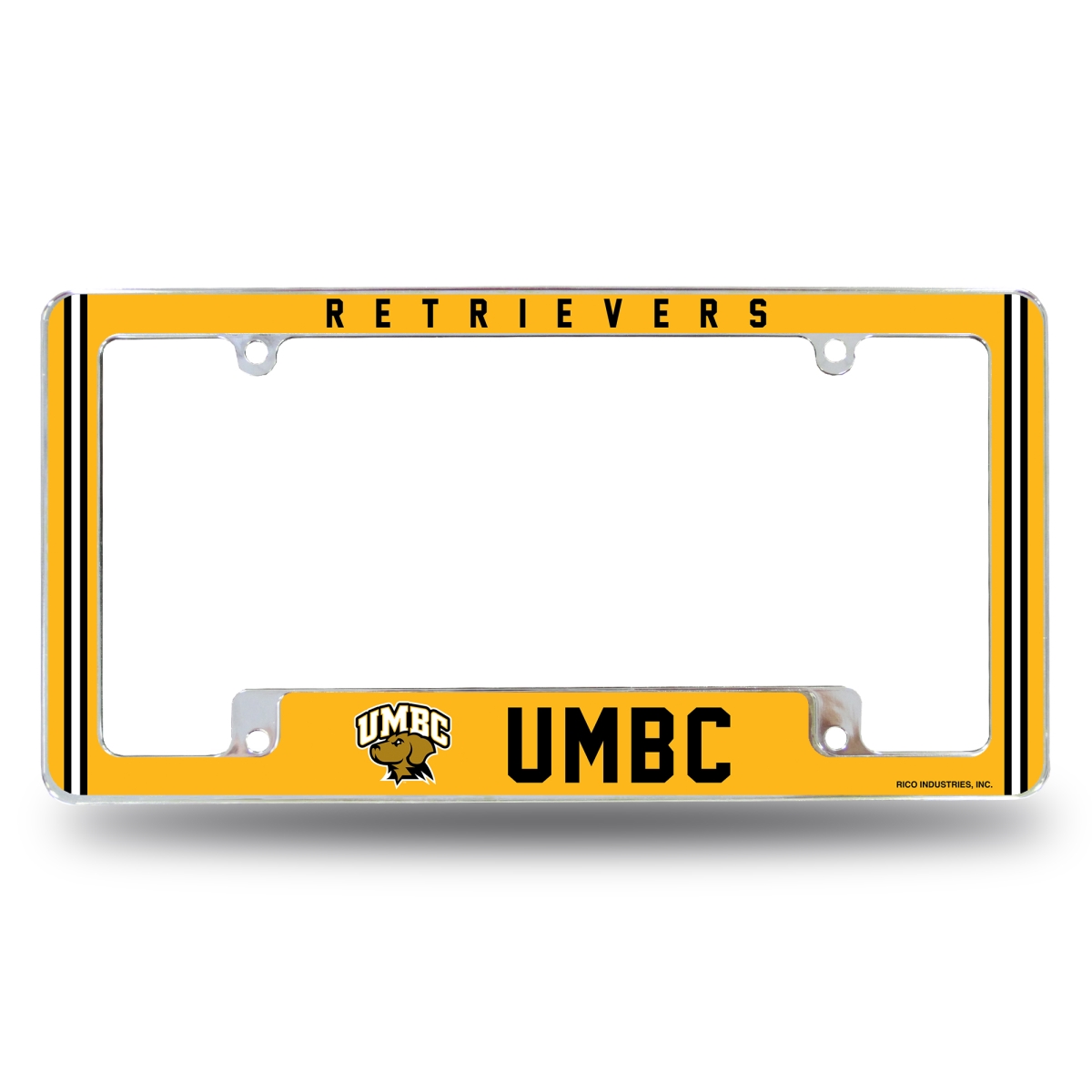 AFC321101B NCAA Maryland-Baltimore County Retrievers All Over Chrome License Plate Frame, 12 x 6 in.