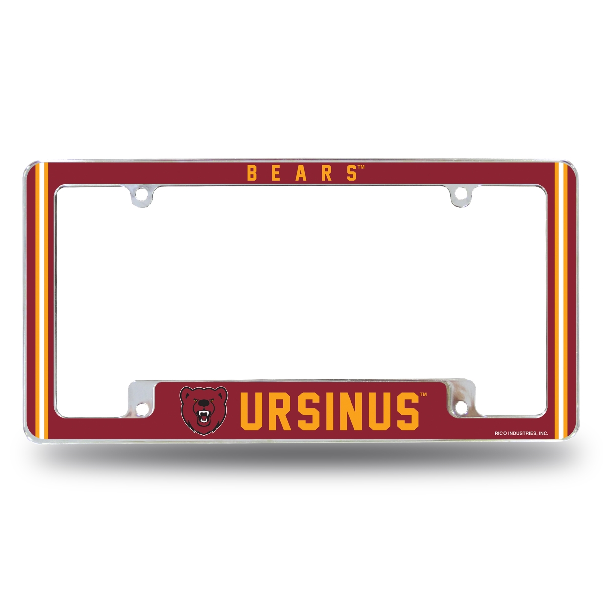 AFC212901B NCAA Ursinus Bears All Over Chrome License Plate Frame, 12 x 6 in.