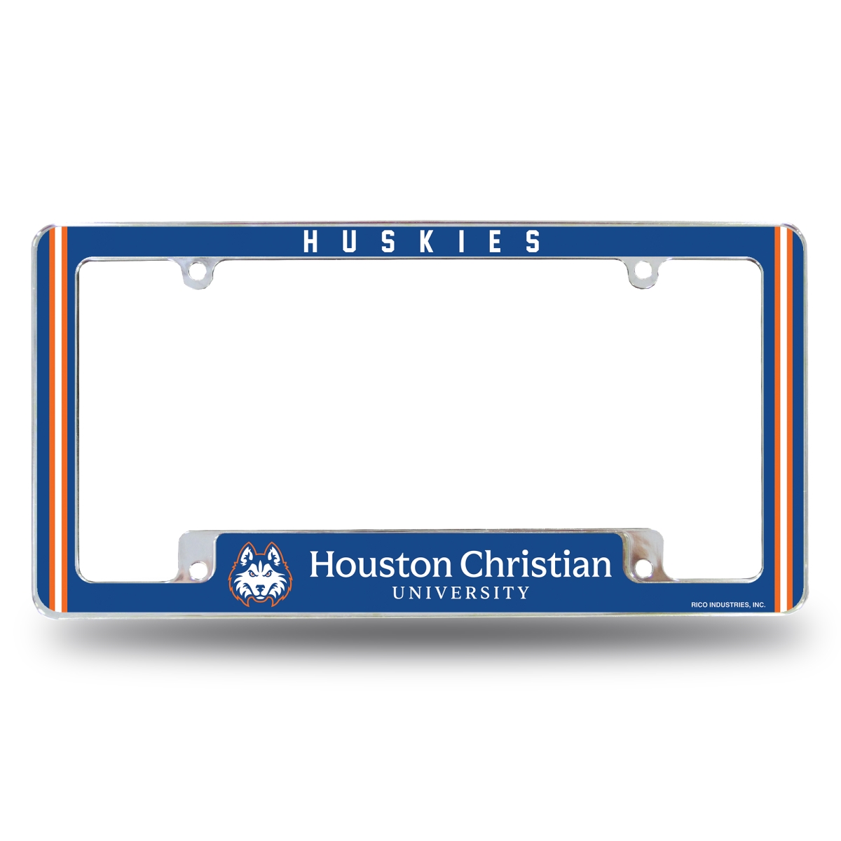 AFC265001B NCAA Houston Christian Huskies All Over Chrome License Plate Frame, 12 x 6 in.