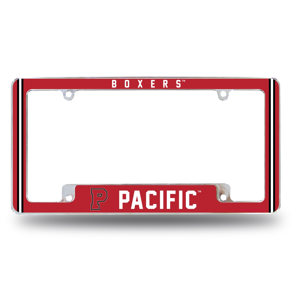 AFC510801B NCAA Pacific - OR Boxers All Over Chrome License Plate Frame, 12 x 6 in.