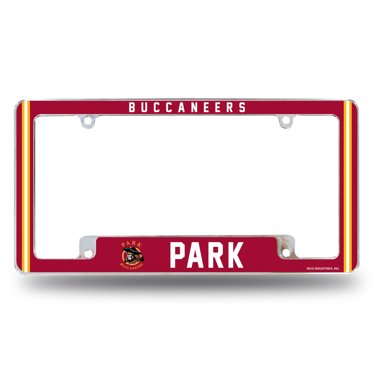 AFC391801B NCAA Park Pirates All Over Chrome License Plate Frame, 12 x 6 in.