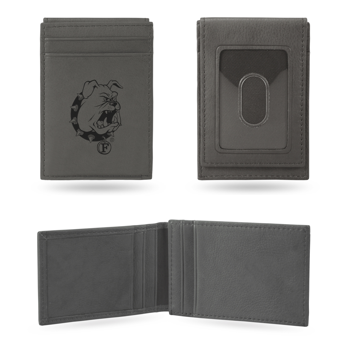 LEFPW220301GY NCAA Ferris State Bulldogs Gray Laser Engraved Front Pocket Wallet