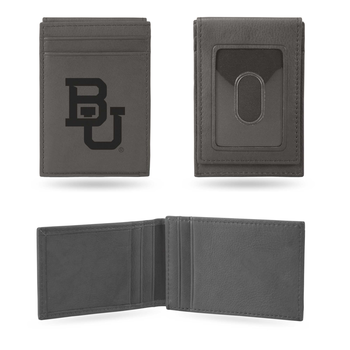 LEFPW260702GY NCAA Baylor Bears Gray Laser Engraved Front Pocket Wallet
